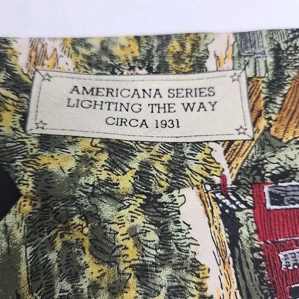 Van Heusen Silk Tie Lot of 3 Casual Americana Filling Station Lighting Village